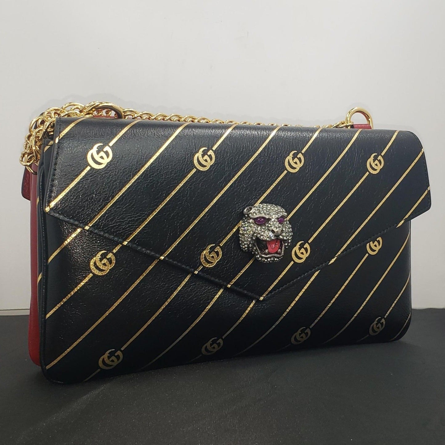 Gucci Thiara Medium Double Envelope Bag Black/Red