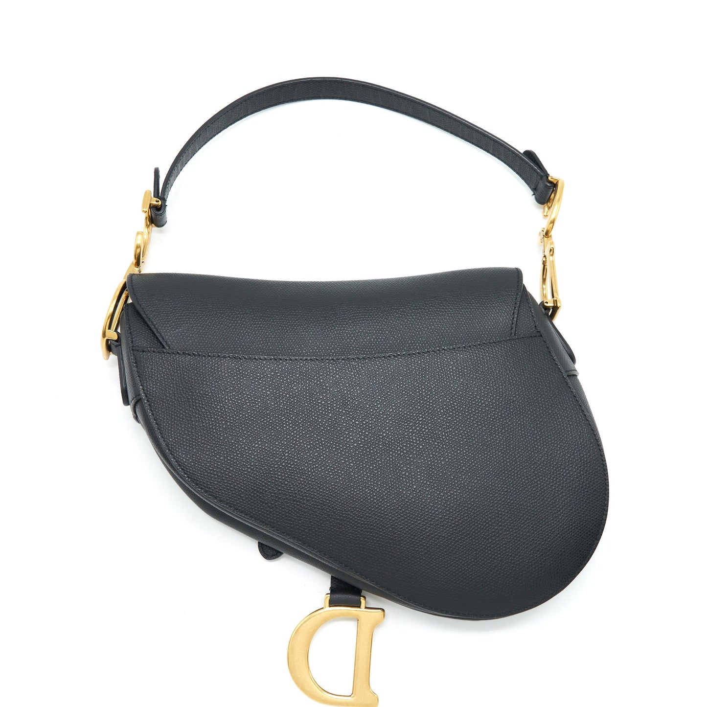 Dior Medium Saddle Purse Grained Calfskin Black
