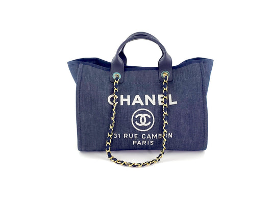 CHANEL DEAUVILLE Blue Marine Tote