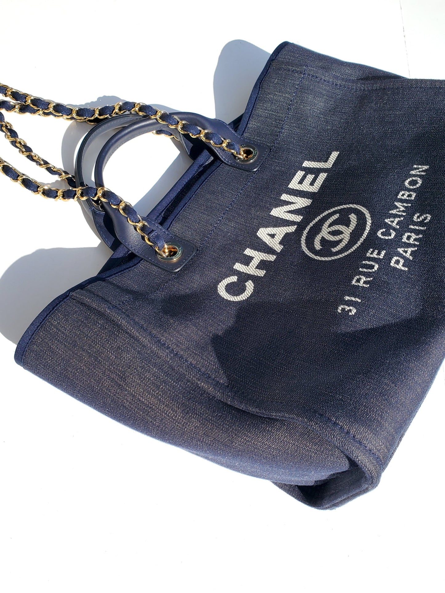 CHANEL DEAUVILLE Blue Marine Tote