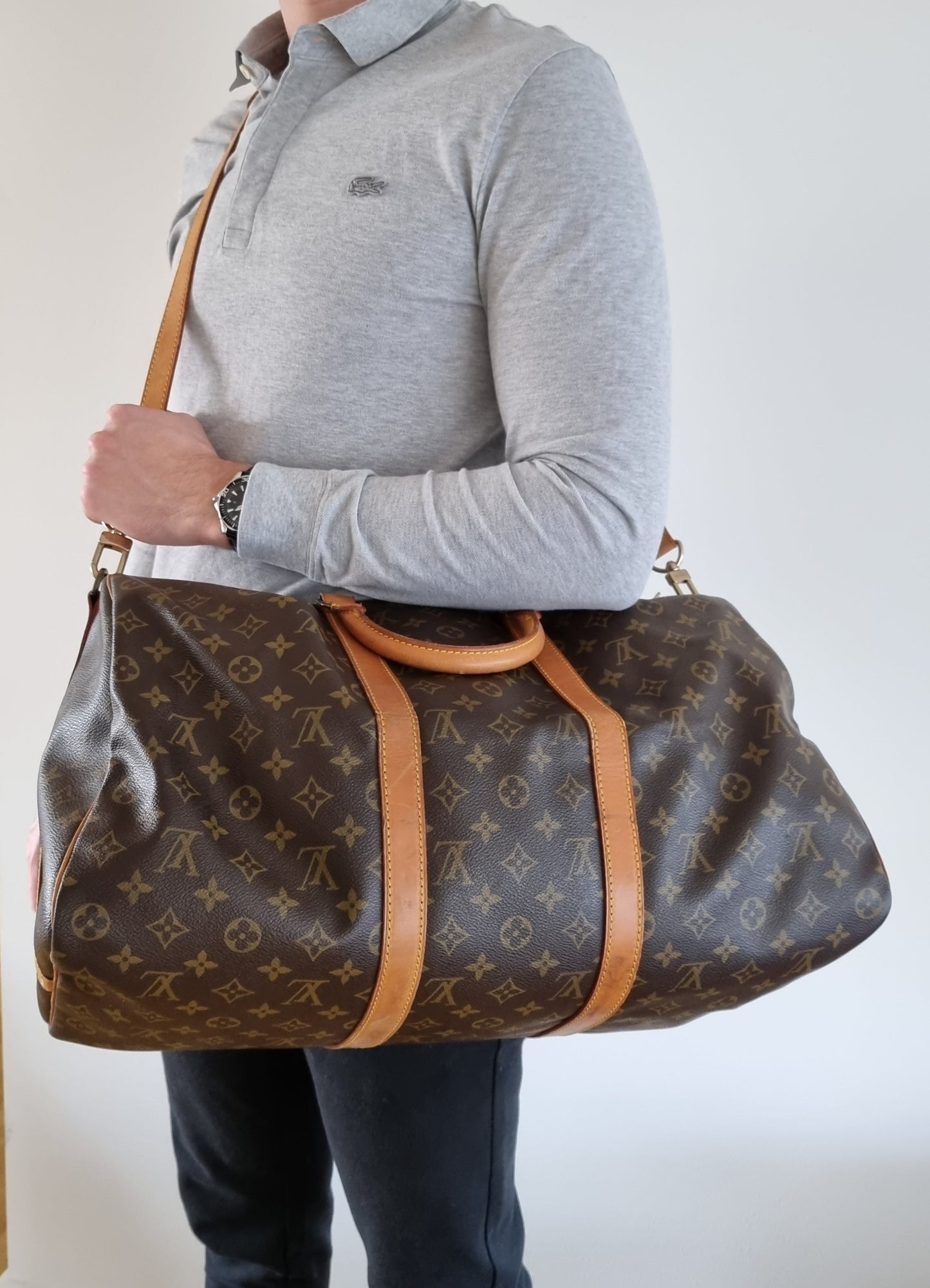 Louis Vuitton Keepall 50 Bandouliere Boston Bag Monogram