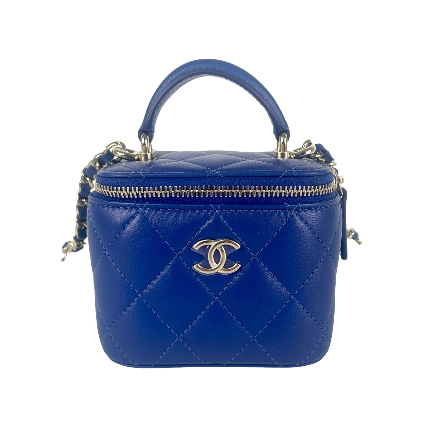 Chanel Mini Vanity Case with Handle Blue