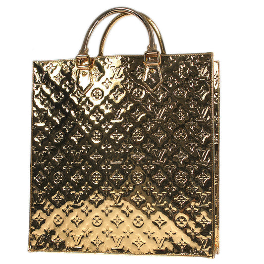 LOUIS VUITTON Sac Plat Tote Handbag Gold Monogram Miroir