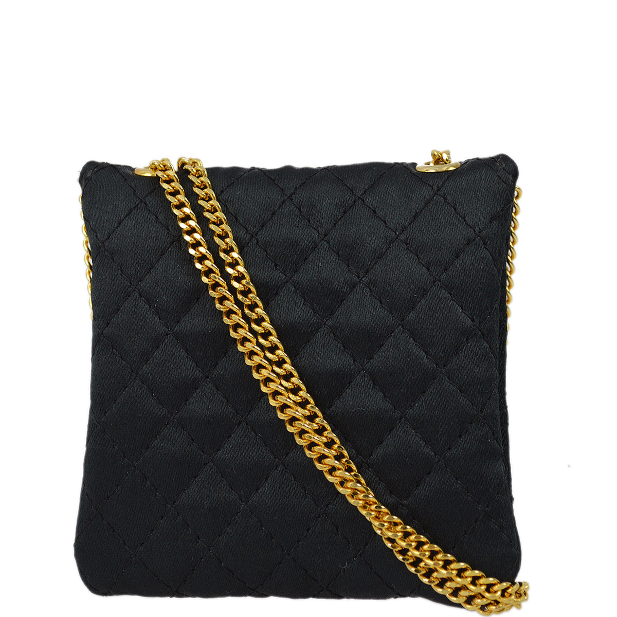 Chanel Black Satin Mini Shoulder Pouch Bag