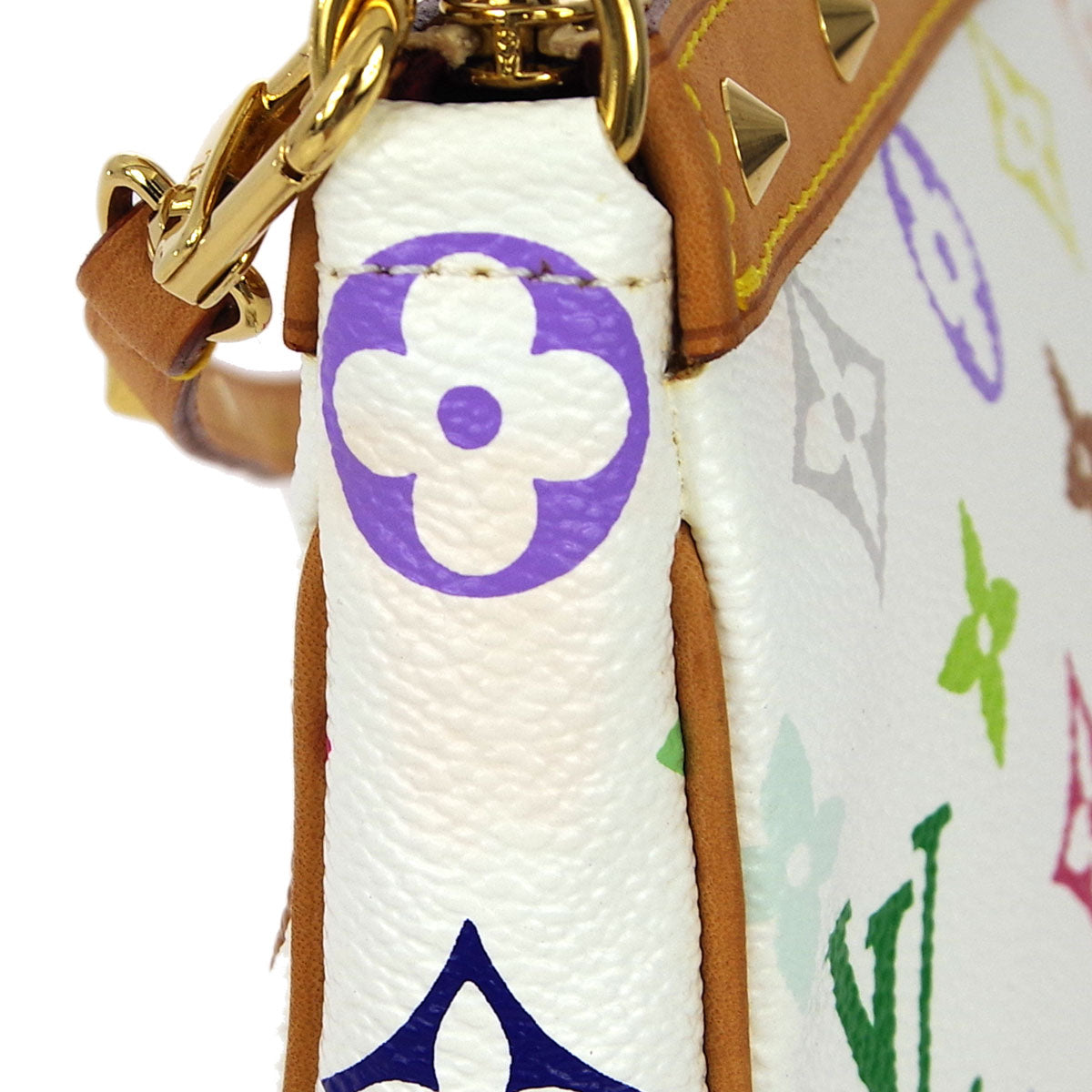 Louis Vuitton 2003 White Multicolor Pochette Accessoires Handbag M92649