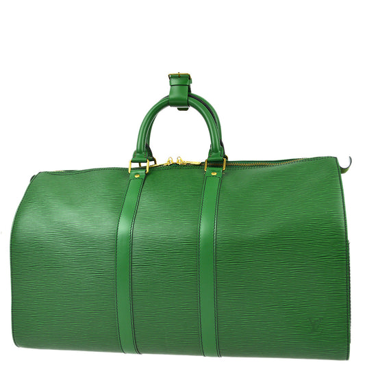 Louis Vuitton Green Epi Keepall 45 Travel Duffle Handbag M42974