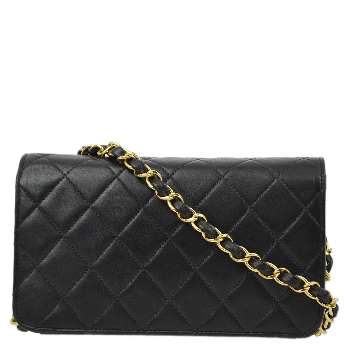 Chanel Black Lambskin Pushlock Mini Full Flap Shoulder Bag