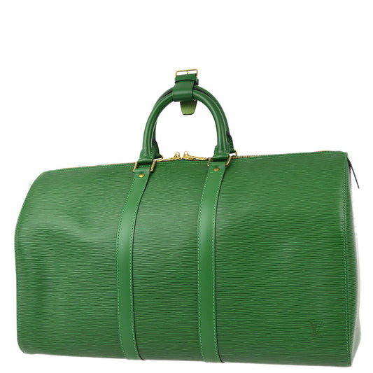 Louis Vuitton 1996 Green Epi Keepall 45 Travel Duffle Handbag M42974