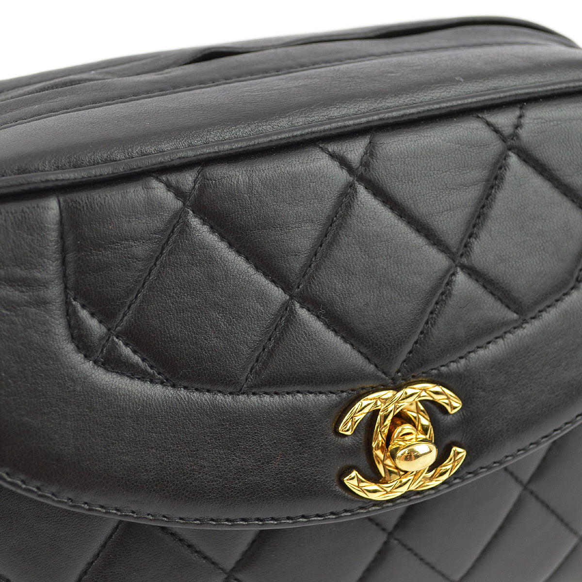 Chanel Black Lambskin Fringe Camera Bag Mini