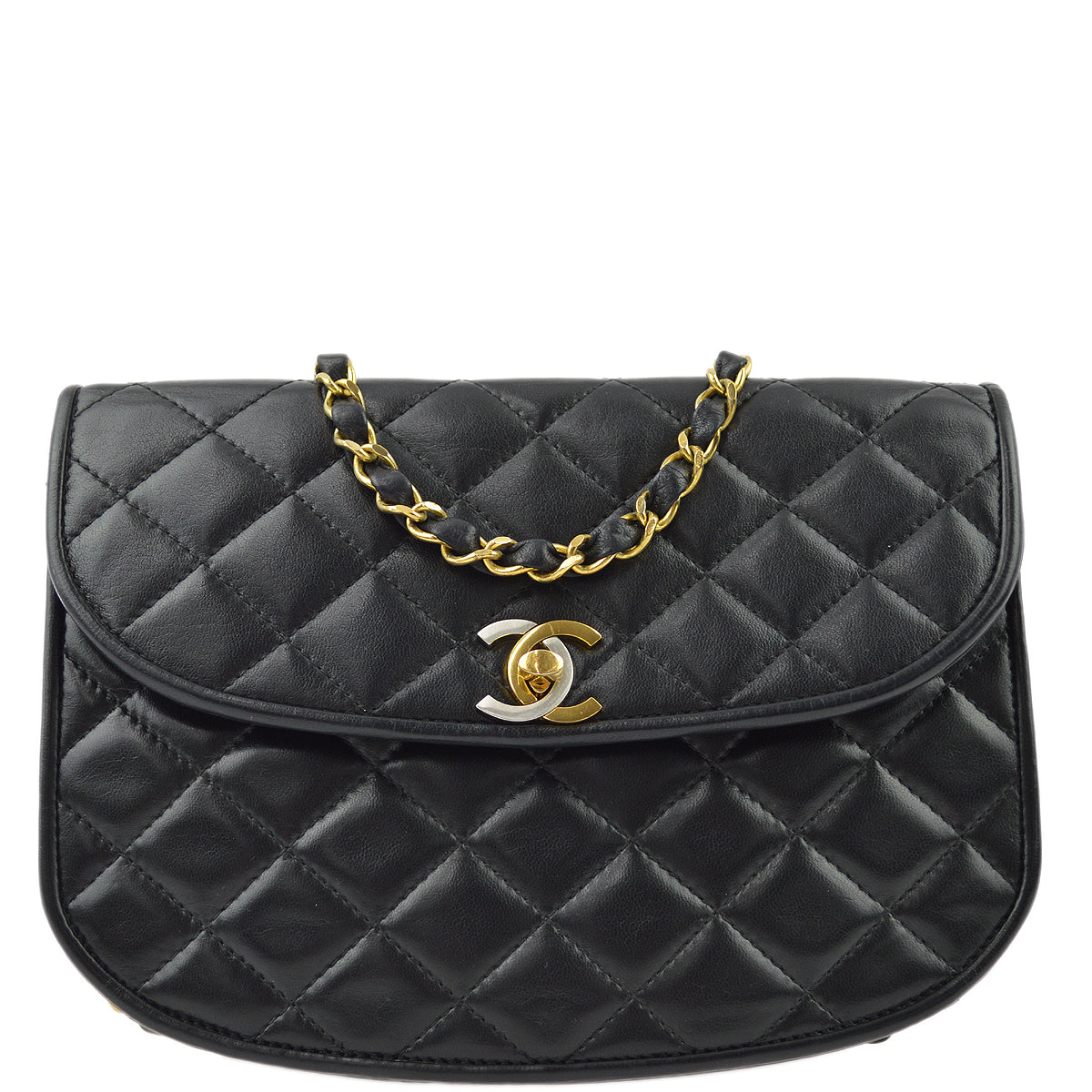 Chanel Black Lambskin Paris Shoulder Bag