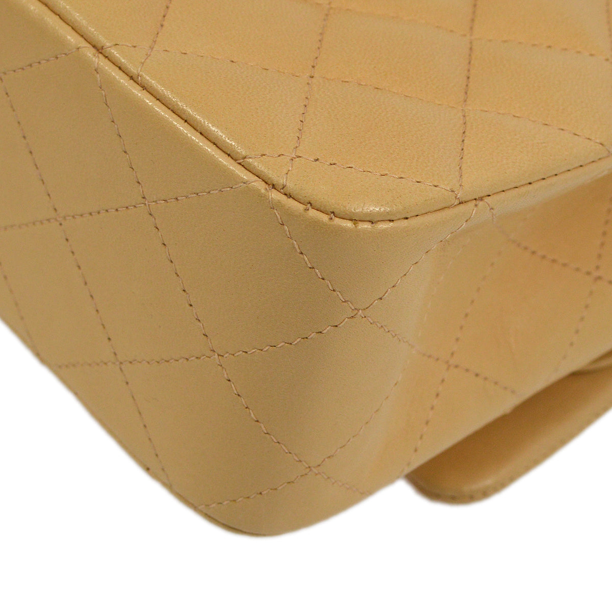 Chanel Beige Lambskin Medium Classic Double Flap Shoulder Bag