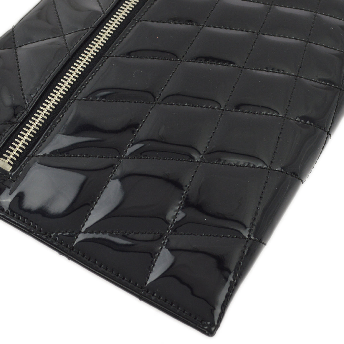 Chanel Black Patent Leather Double Chain Shoulder Bag