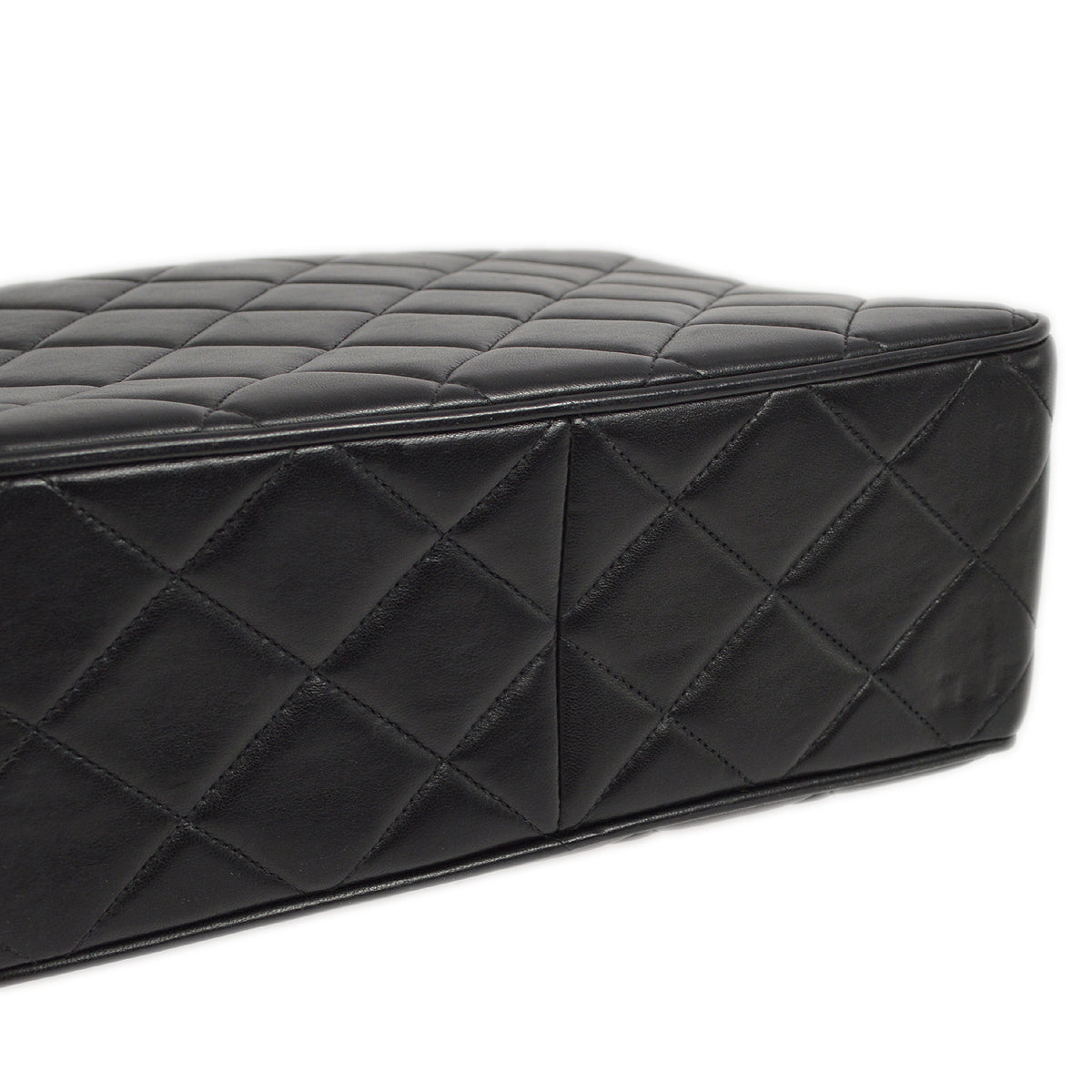 Chanel Black Lambskin Straight Flap Shoulder Bag