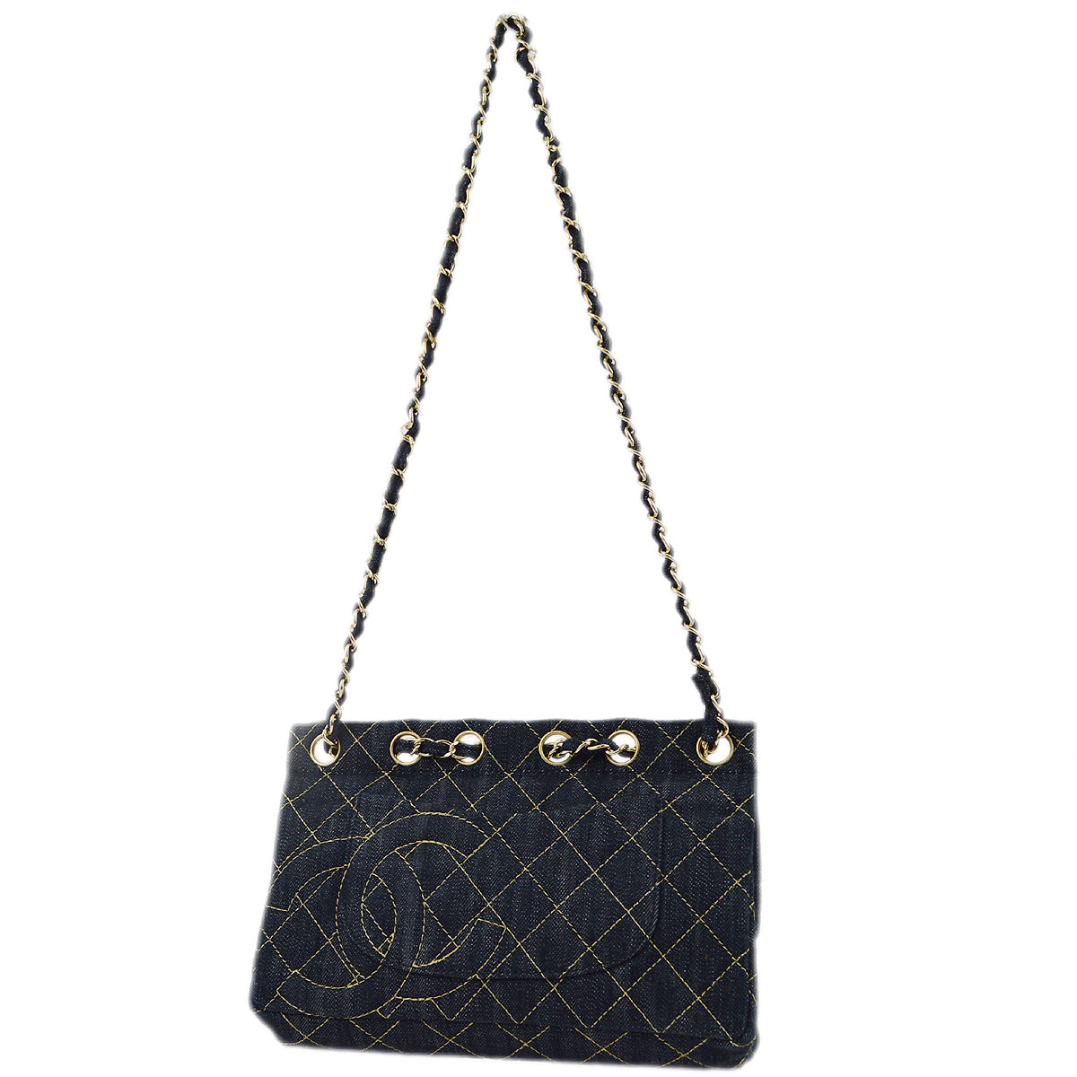 Chanel Blue Denim Chain Shoulder Bag