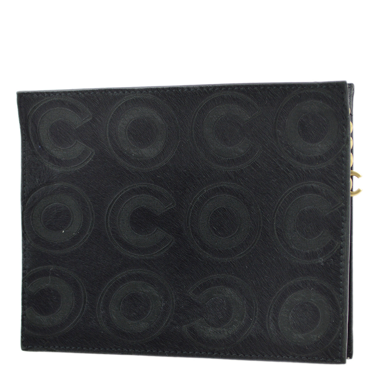 Chanel Black Pony Hair COCO Pouch Bag