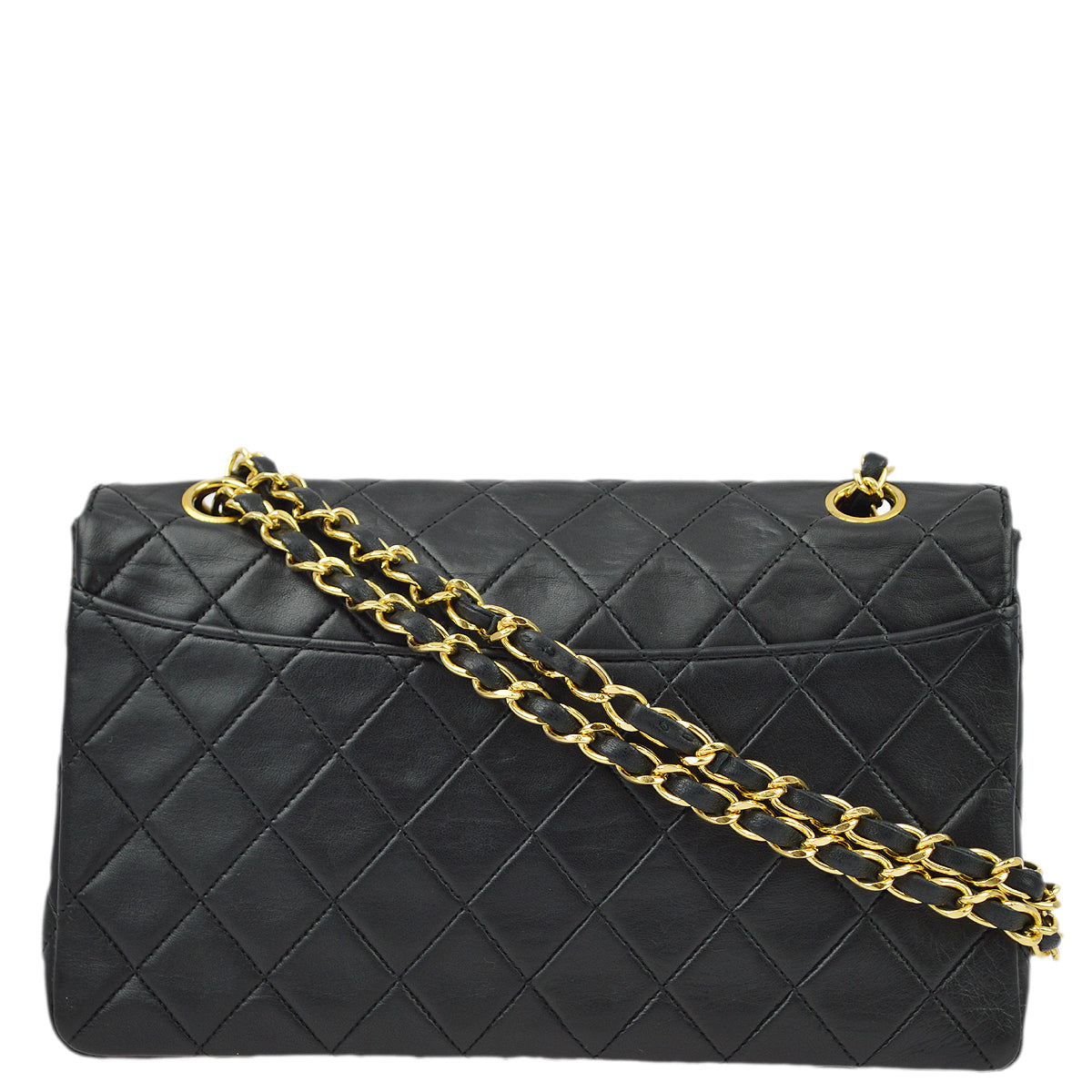 Chanel Black Lambskin Single Flap Shoulder Bag