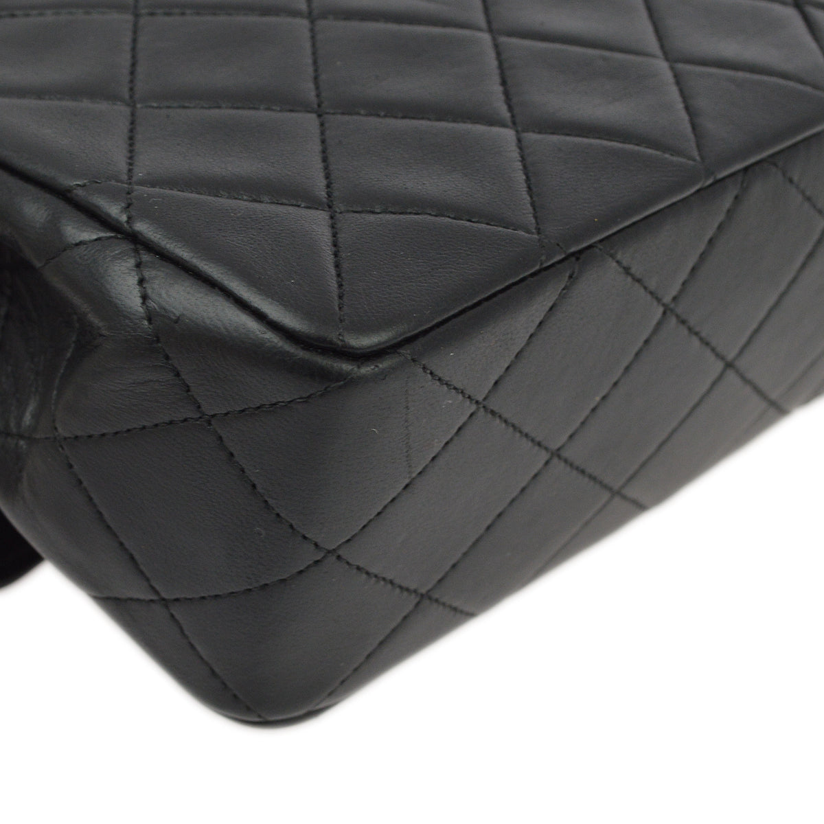 Chanel Black Lambskin Single Flap Shoulder Bag