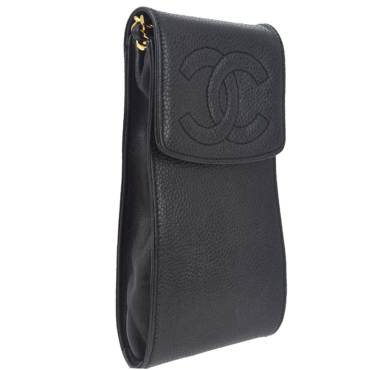 Chanel Black Caviar Chain Shoulder Bag Pouch