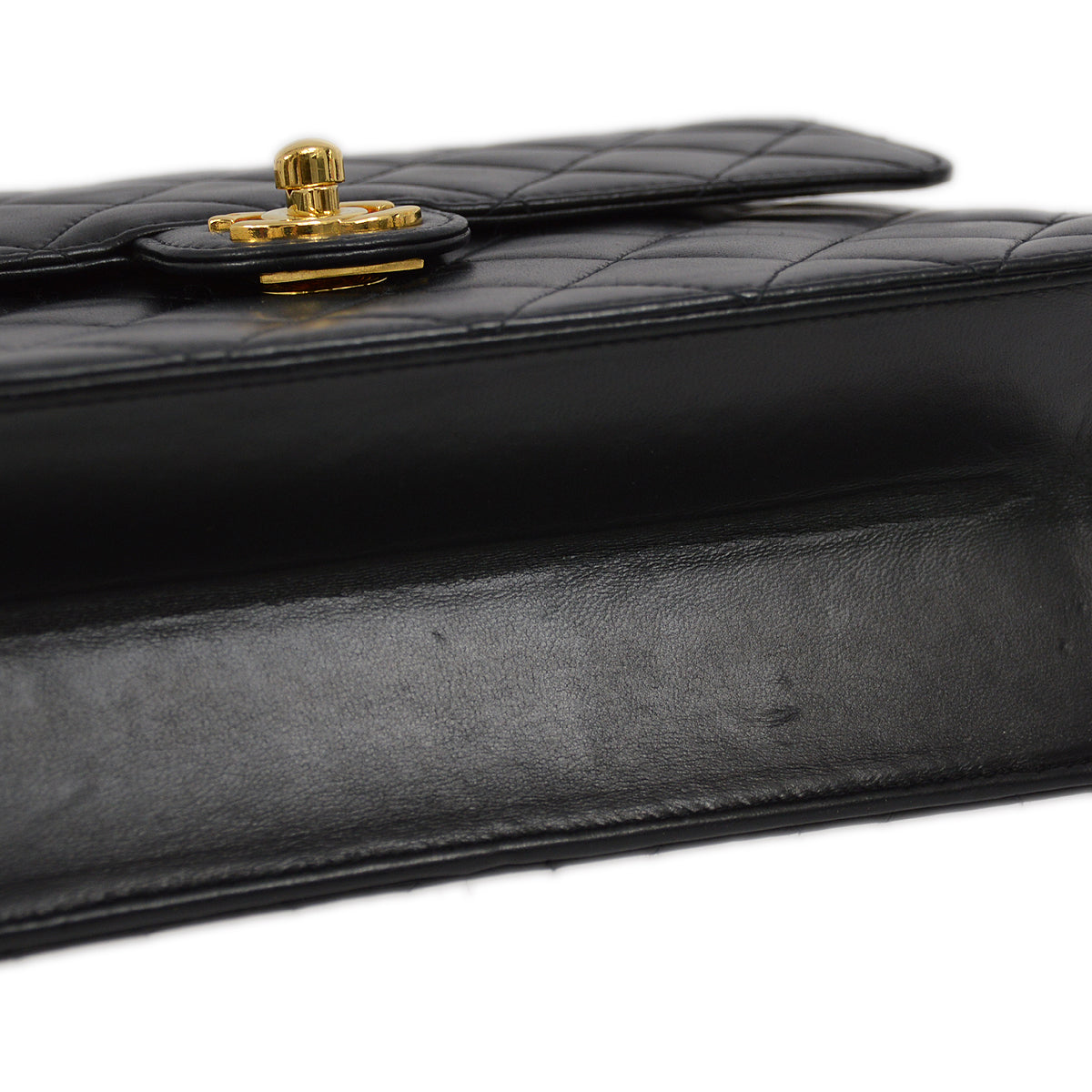 Chanel Black Lambskin Turnlock Small Half Flap Shoulder Bag