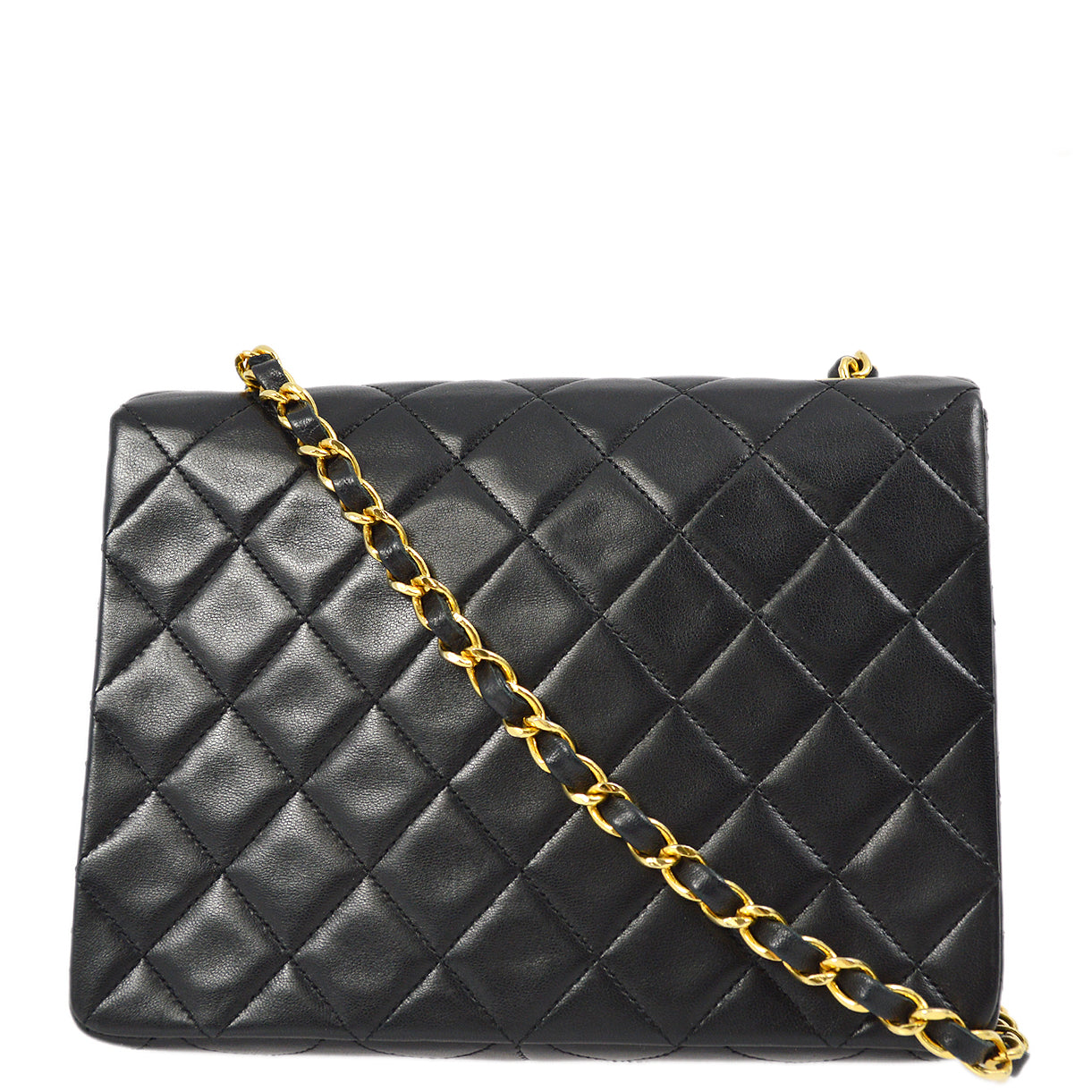 Chanel Black Lambskin Classic Square Flap Shoulder Bag 20