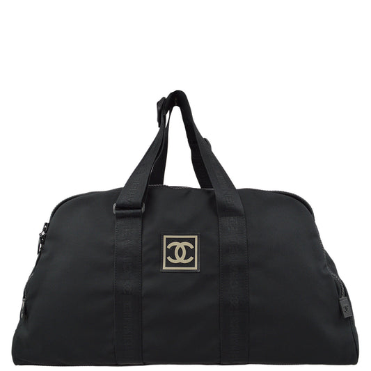 Chanel Black Nylon Sport Line Duffle Gym Bag