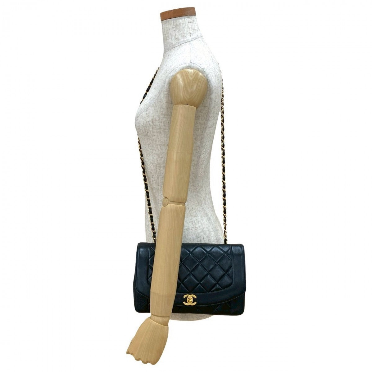 CHANEL Shoulder Bag lambskin black COCO Mark Matrasse Diana Flap Women