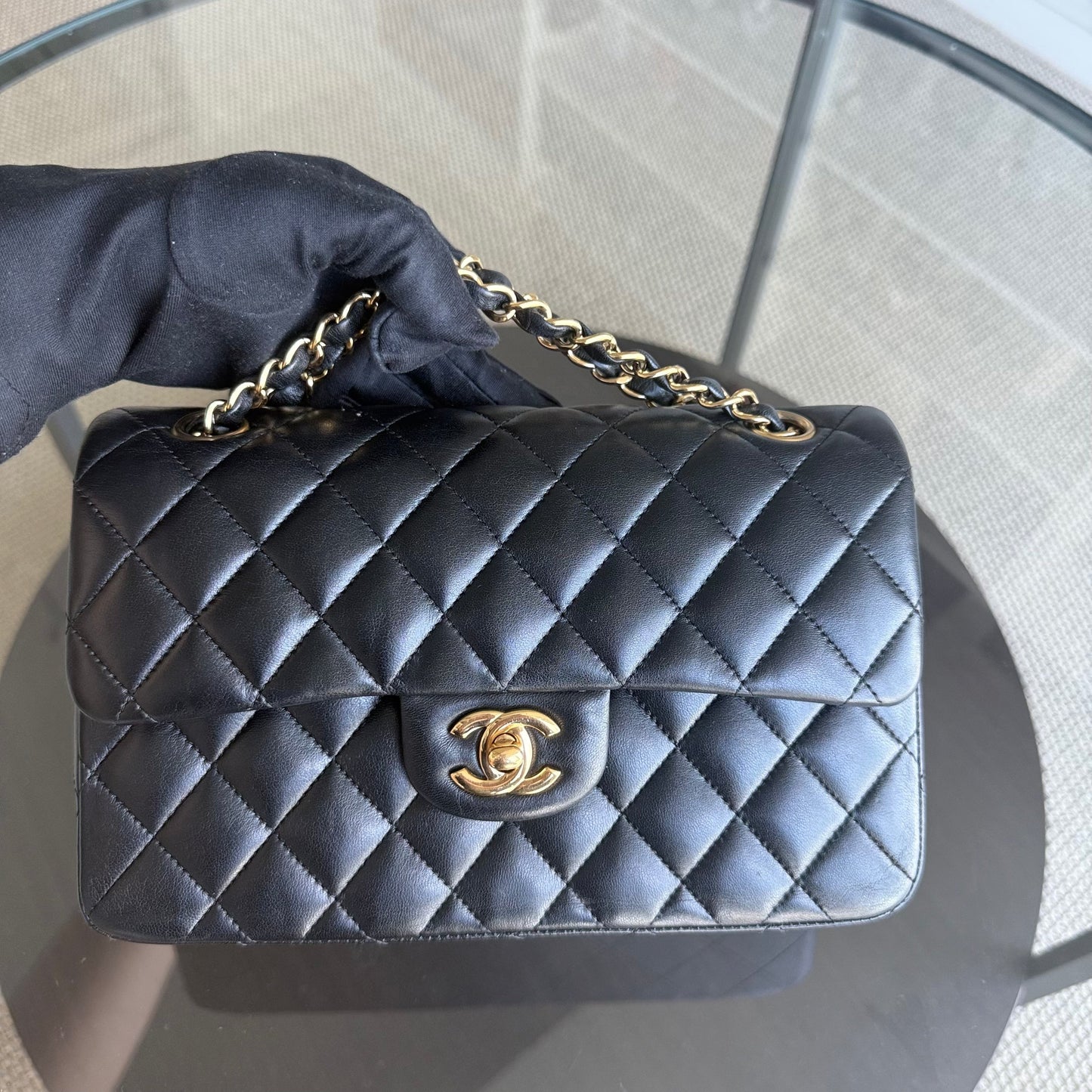 Chanel Classic Flap Small - 23CM Quilted Lambskin Black Gold Hardware Series 26