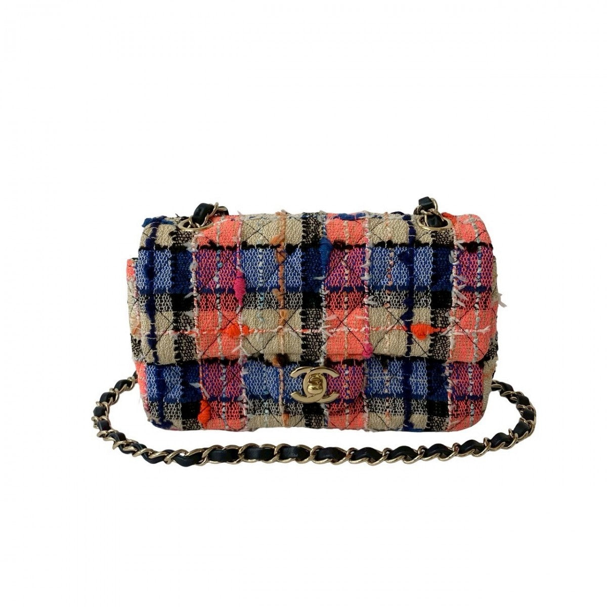 CHANEL Shoulder Bag tweed Navy