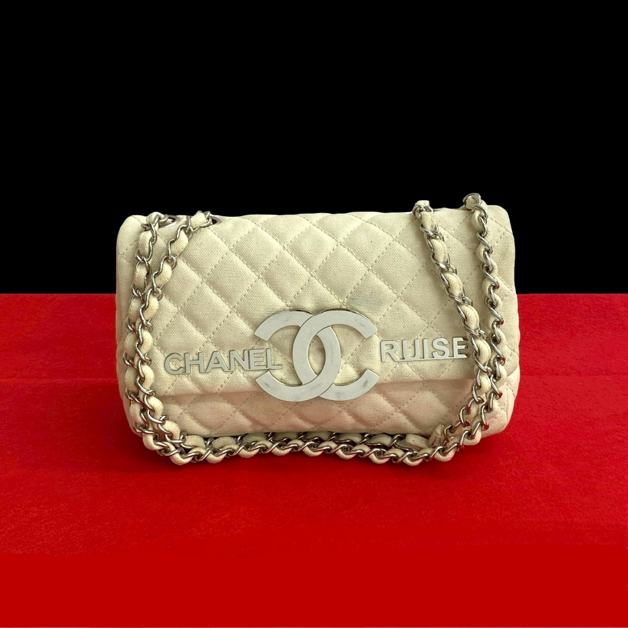 Chanel Matelassé Canvas Shoulder Bag