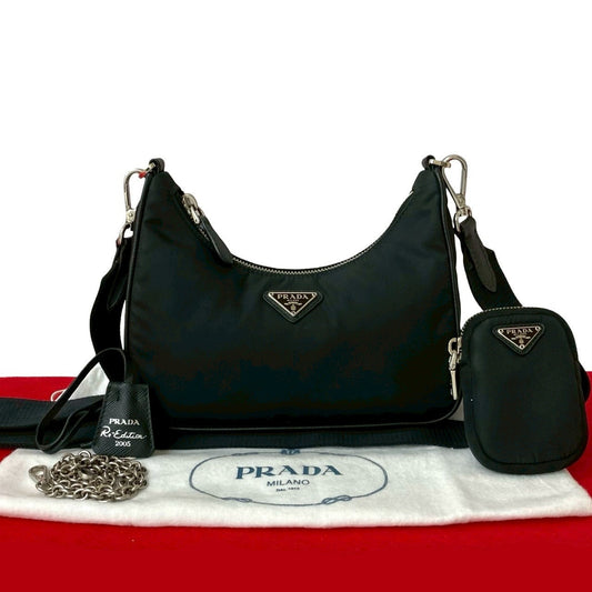 Prada Re-Edition Nylon Saffiano Leather 2way Shoulder Bag