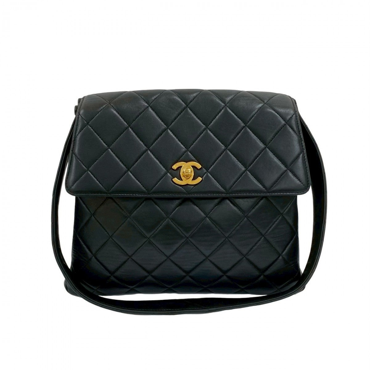 CHANEL Shoulder Bag lambskin black Matrasse
