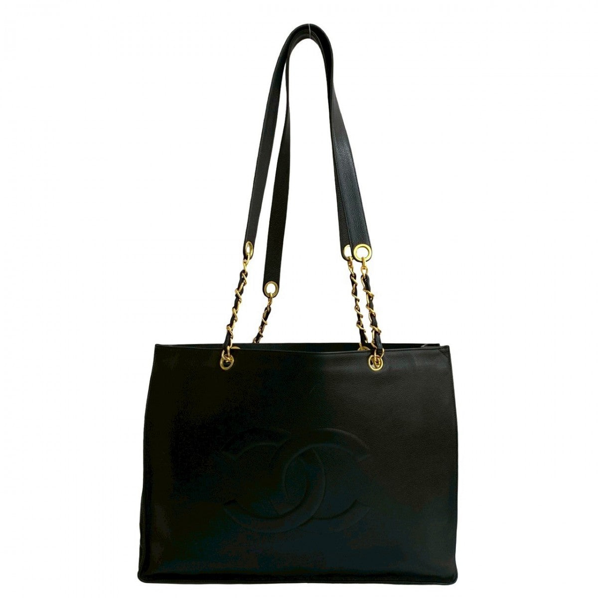 CHANEL Tote Bag Matt caviar skin black