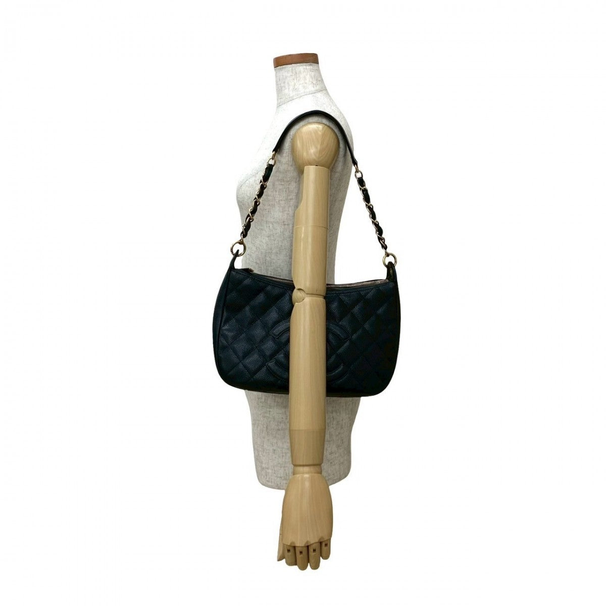CHANEL Shoulder Bag Matt caviar skin black Matrasse