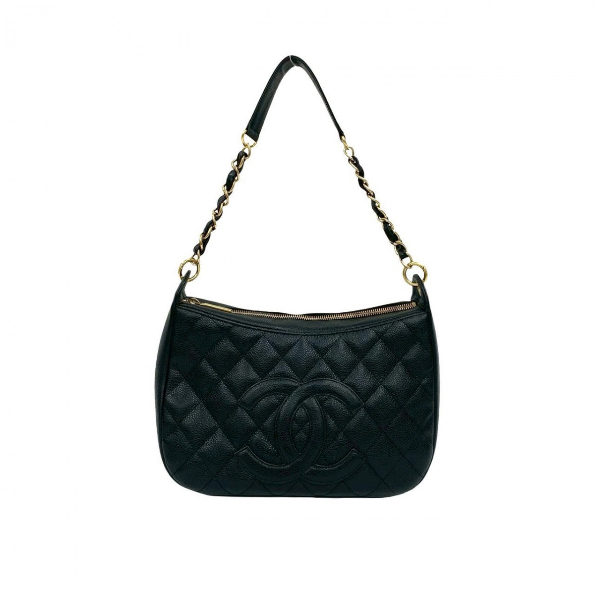 CHANEL Shoulder Bag Matt caviar skin black Matrasse