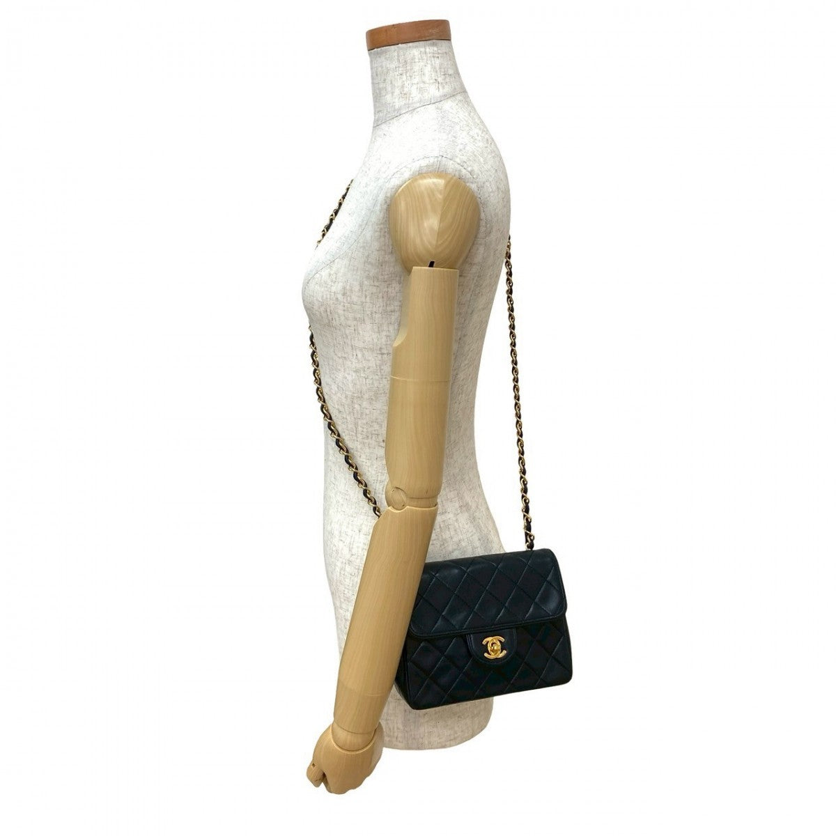 CHANEL Shoulder Bag lambskin Navy Matrasse