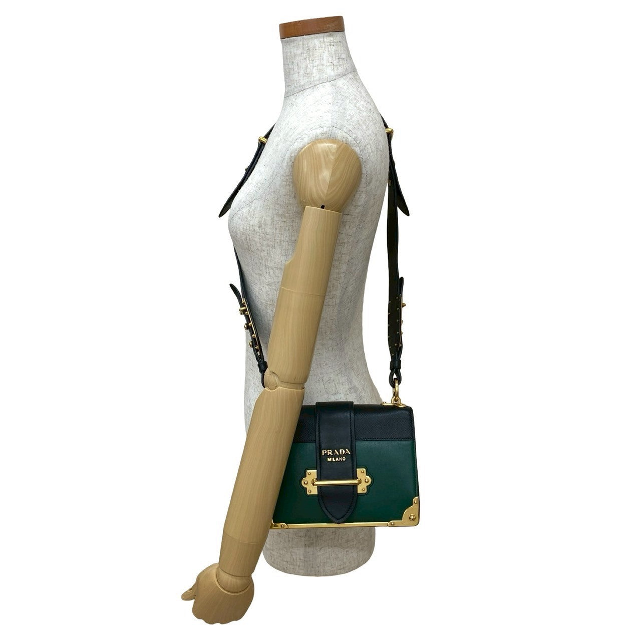 PRADA Shoulder Bag leather green Kaye