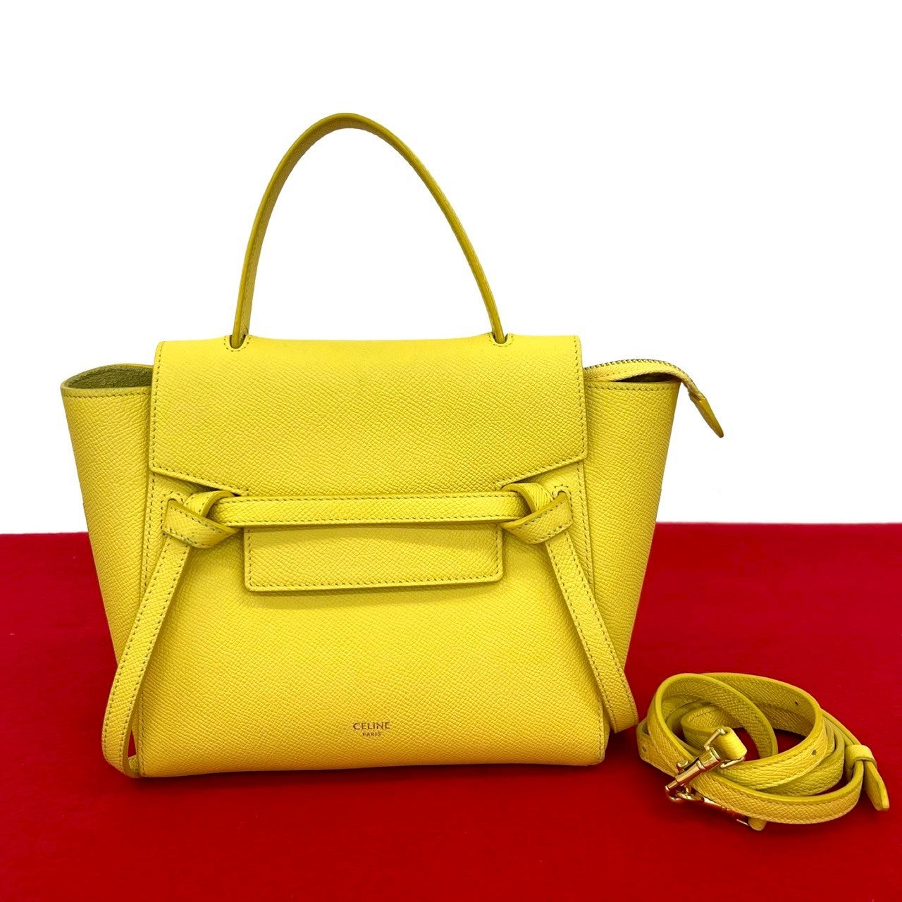 CELINE Shoulder Bag leather yellow Belt bag nano
