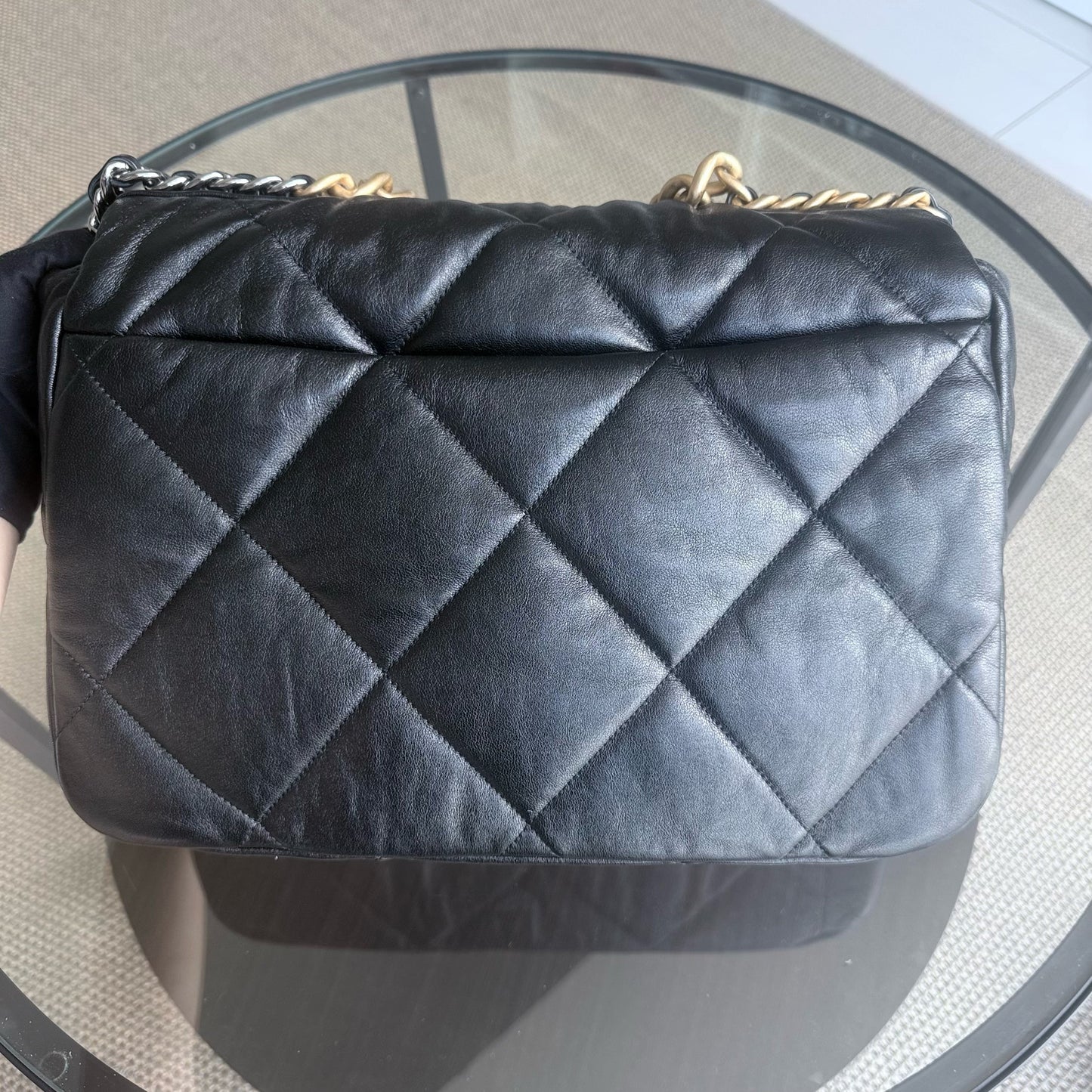 Chanel C19 19Bag Maxi - Quilted Goatskin Black Gold Hardware Series 28
