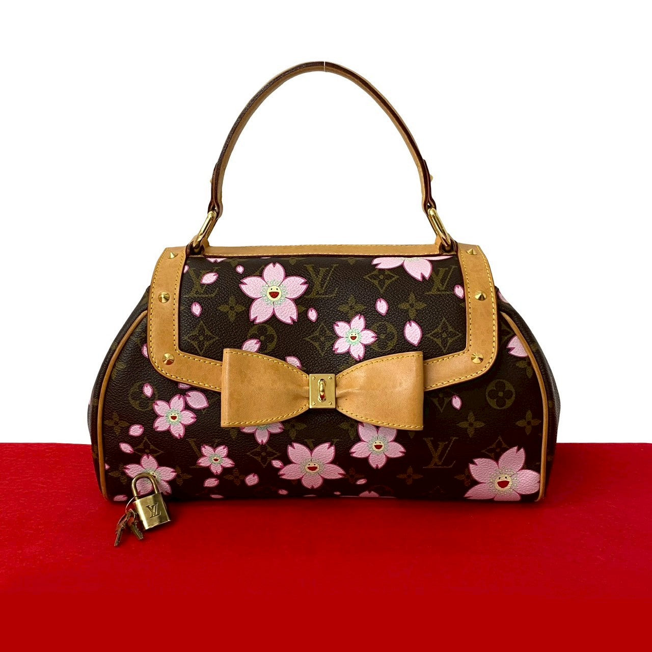 LOUIS VUITTON Handbag leather Brown Monogram Cherry Blossom Sac Retro PM