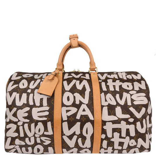Louis Vuitton 2001 White Monogram Graffiti Keepall 50 Duffle Bag M92197