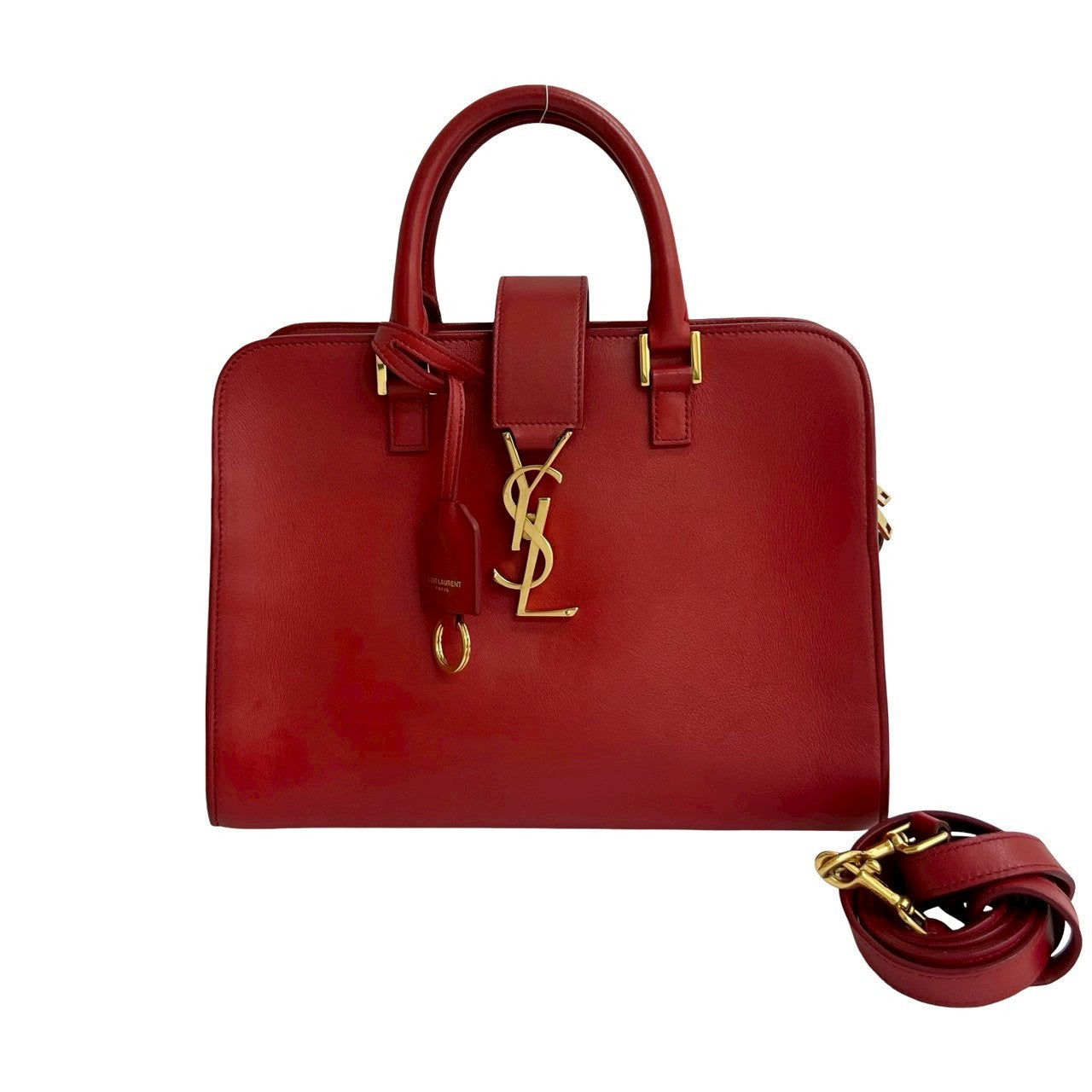 YVES SAINT LAURENT Shoulder Bag leather Red Baby mosquito bus