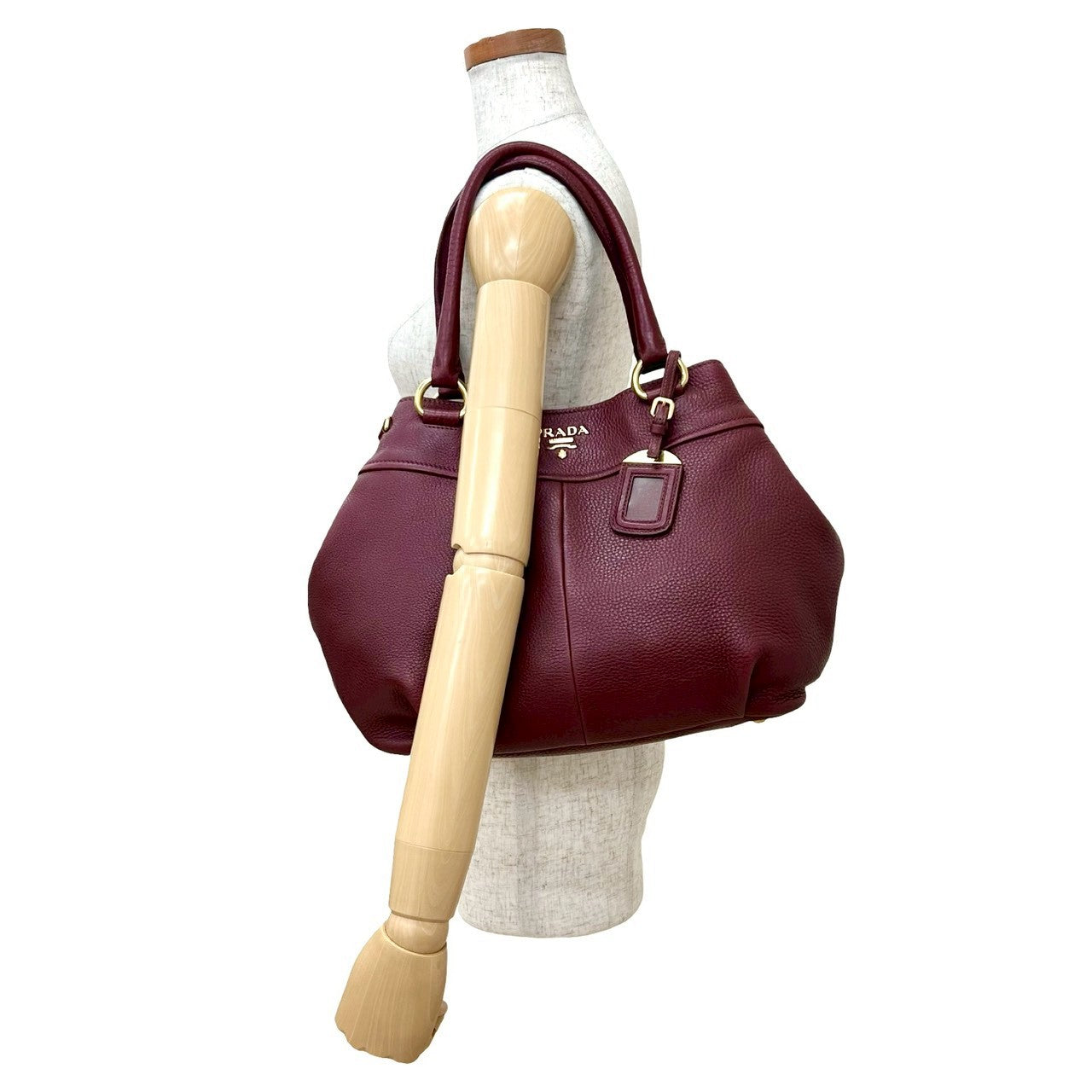PRADA Handbag leather wine-red