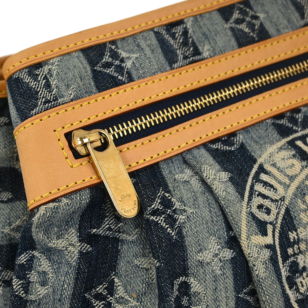 Louis Vuitton 2006 Blue Denim Porte Epol Raye MM Shoulder Bag M95334