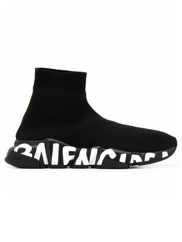 Luxury Balenciaga Trending 2026 Speedrunner Graffiti Logo Sole High Top Sneakers Black White