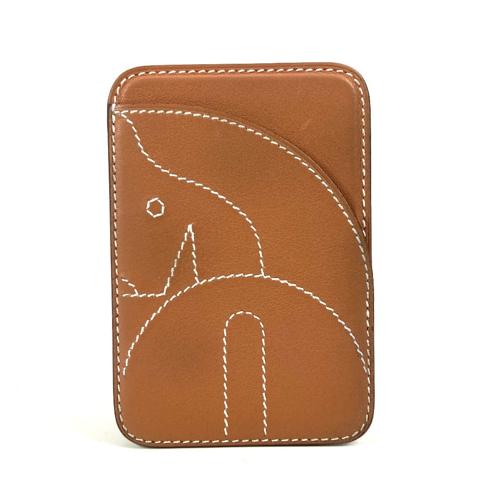 HERMES Card Case leather Brown Card Case ?MagSafe? Eman “Cheval”
