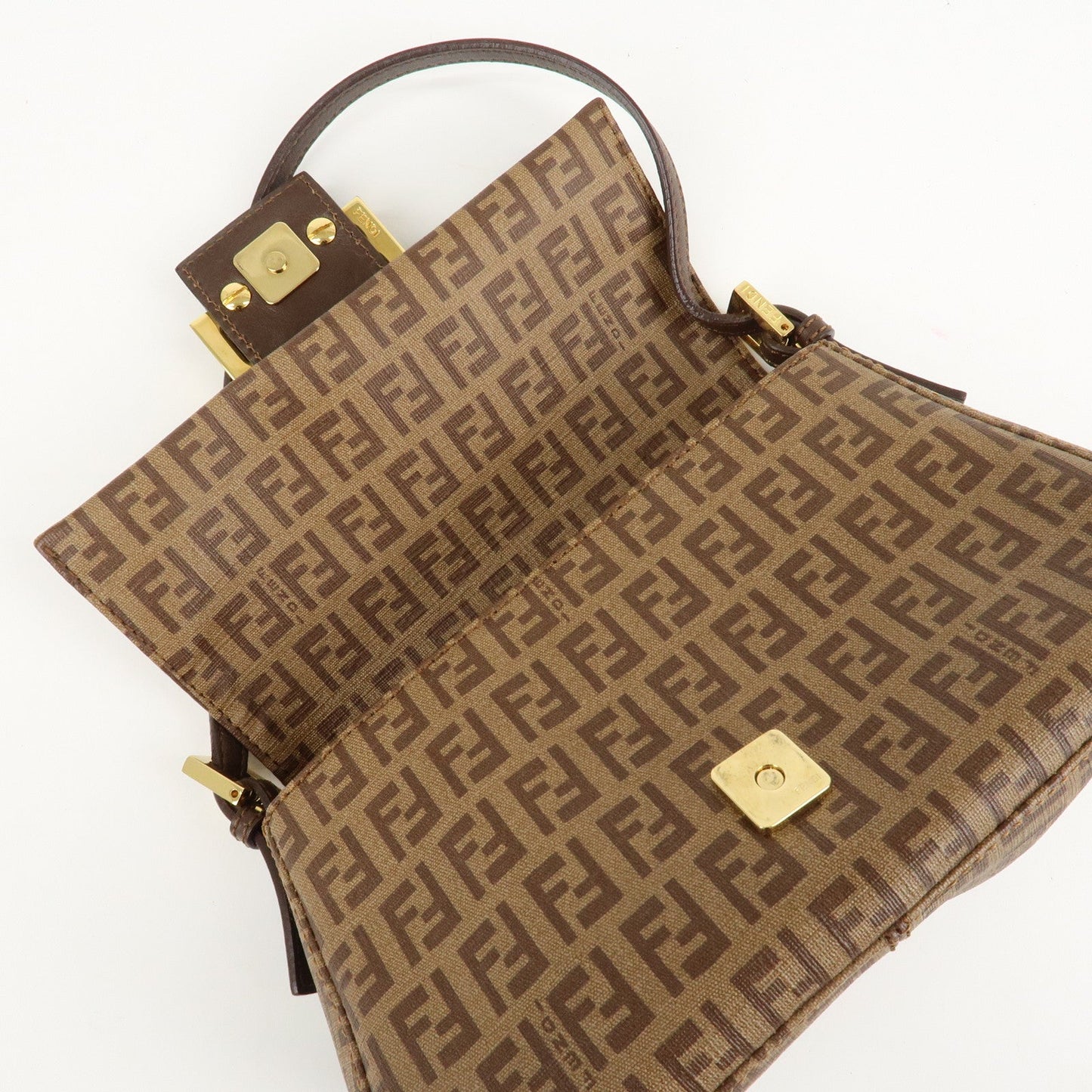FENDI Zucchino Mini Mamma Baguette PVC Leather Hand Bag 8BR180