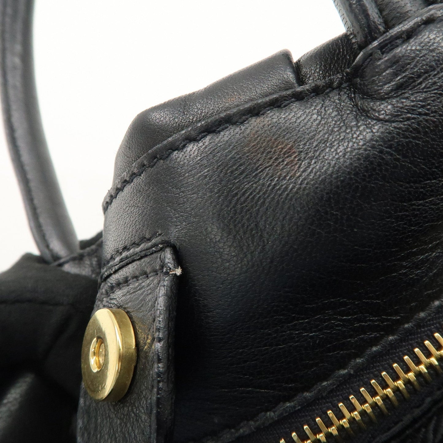PRADA Leather Ribbon Tote Bag Hand Bag NERO Black BN1601
