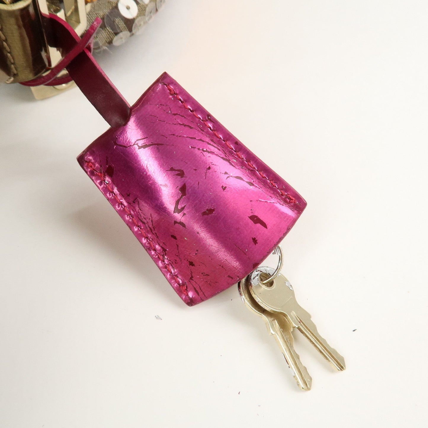 FENDI Zucchino Flip Sequin Canvas Patent Leather Boston Bag 8BL071