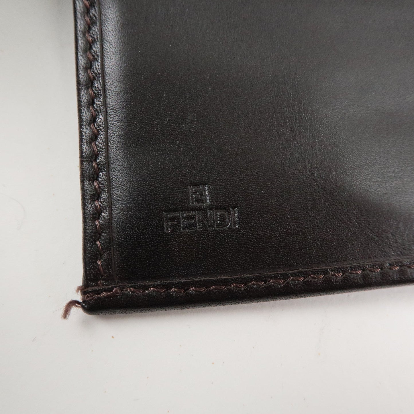 FENDI Zucca Canvas Leather Long Bi-fold Wallet Brown 8M0032