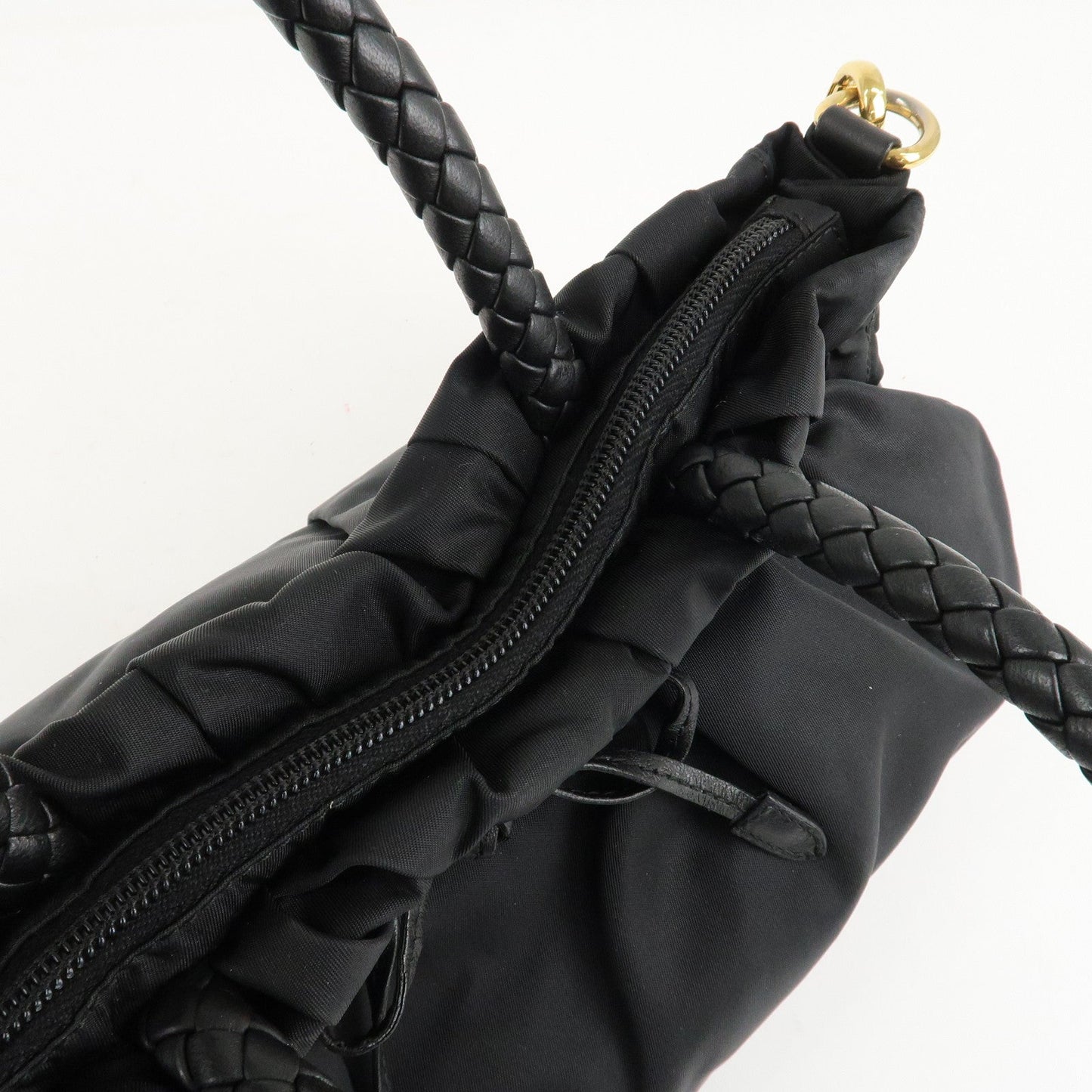 PRADA Nylon Leather Ribbon 2Way Shoulder Bag Black BN1631